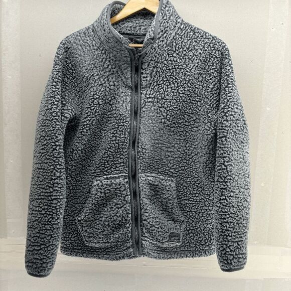 Eddie Bauer Women’s Full Zip Popcorn Sherpa Fleece Jacket in Gray EUC Size M - Picture 1 of 5